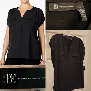 NWT I.N.C. International Concepts Blouse • Cap Sleeves • XL